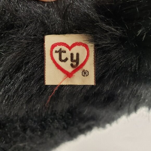Ty 12" Blackie Black Teddy Bear Seated Vintage 1987 Stuffed Animal Plush - Picture 6 of 7